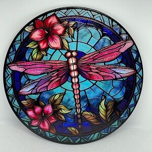 Dragonfly Suncatcher Acrylic Insect Pink Floral Decorative 6” Home Gift Decor